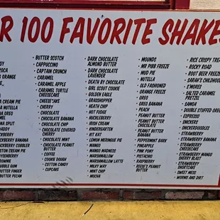 100 Favorite Shakes