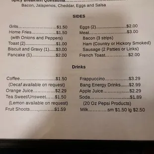 the menu