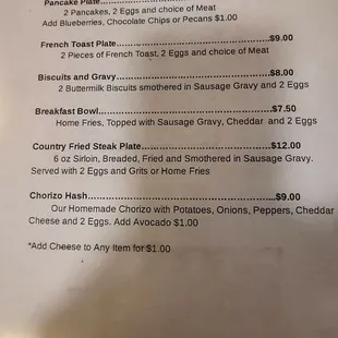 menu