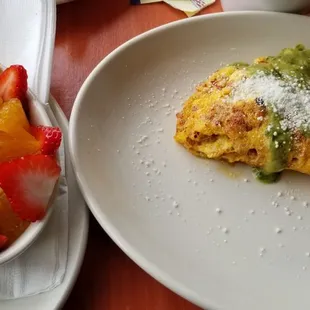 Chorizo omelet with side of fruit