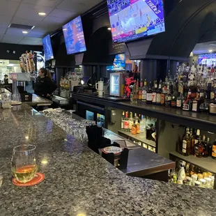 the bar and the televisions