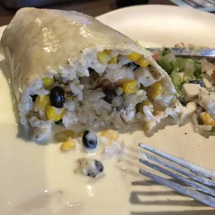 Inside view of the burrito