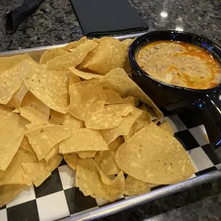 Chorizo queso and tortilla chips