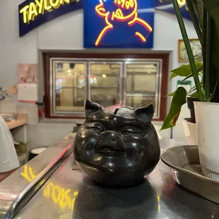 The sign inside of the butcher shop