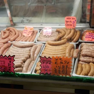 a variety of sausages