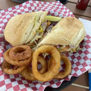 Italian Sub and onion rings