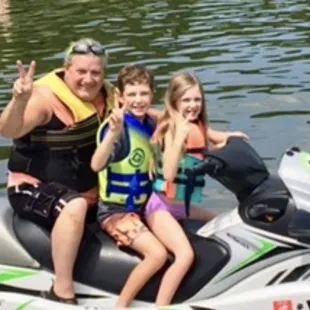 Eli and Sophia joining me on the Mean Machine at Taylorsville Lake.