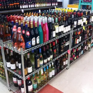 shelves of liquor in a store