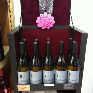 a display of bottles of wine