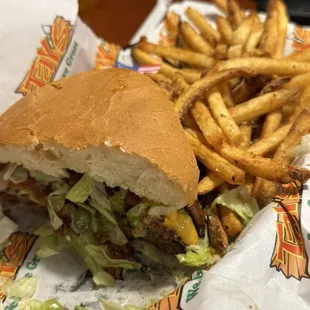 Double Cheese Burger Meal, No Tomato, No Pickles and added Bacon!!!