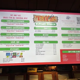 Updated Menu and Prices