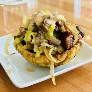 Toston Relleno. A must have! The roasted pork was cooked perfectly!