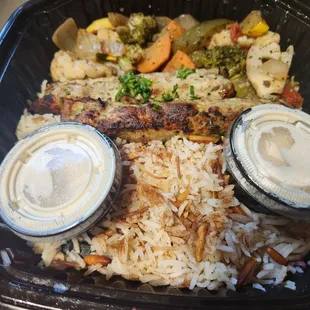 Chicken kafta entree with tahini dipping sauce