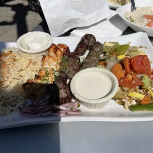 Grilled I, Jasmine rice, grilled lamb,chicken, &amp; steak, the whipped garlic is amazing, yummy