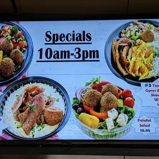 Specials menu