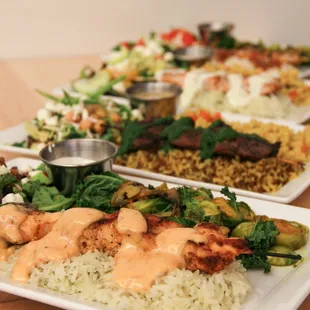 two plates of food on a table