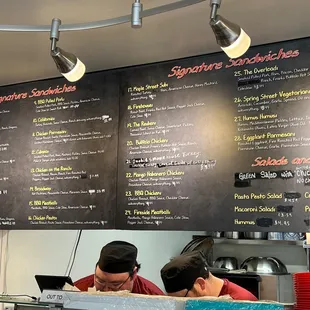 Two hard working gents in the kitchen below the menu.  Not shown... the breakfast menu.