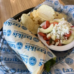 Spicy chicken harissa gyro plate