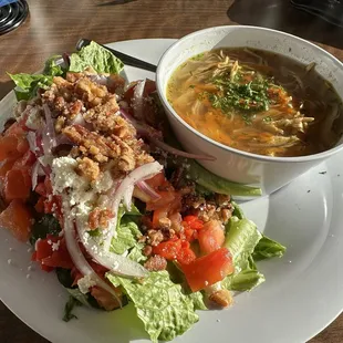 GREEK CHICKEN LEMON SOUP w/ MEDITERRANEAN SALAD