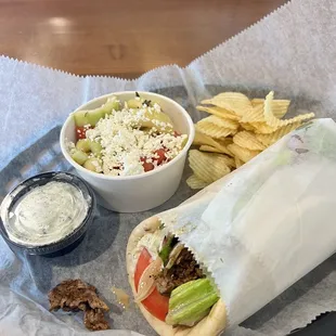 Lamb Gyro &amp; cucumber/ tomato salad