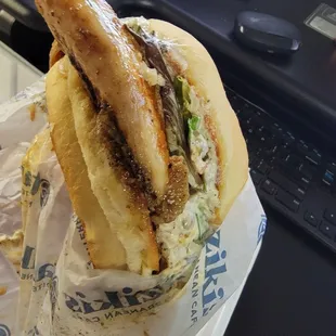 Thars a HUGE piece of tilapia...and there are 2 pieces on this sandwich.