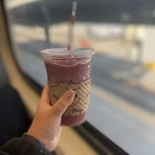 A bit of Blue Machine smoothie blended with a whole cup of ice