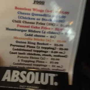 HH menu (cont'd)
