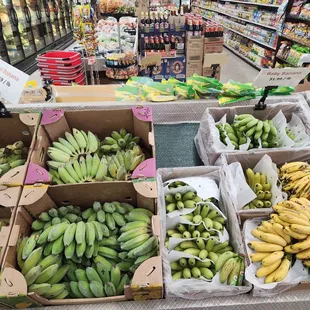 A good variety of baby bananas from different countries