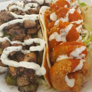 Fajita chicken taco &amp; buffalo chicken taco