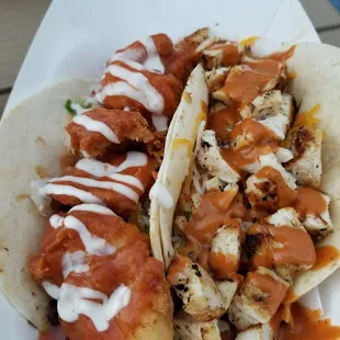 Shrimp and chicken tacos