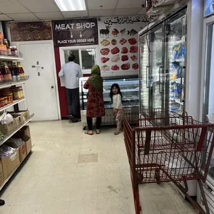 Meat counter/section. Can get 'halal' meat of goats, lambs, cows, chickens, fish and I saw camel meat also