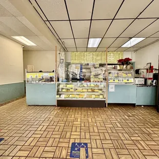 the inside of a bakery