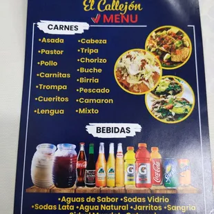 a menu for a mexican restaurant