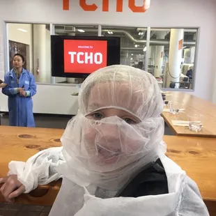 My daughter being goofy with hair nets