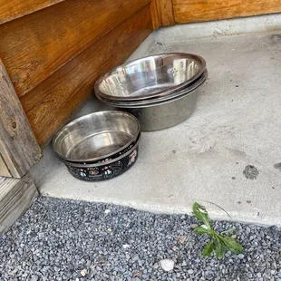 two bowls on the ground