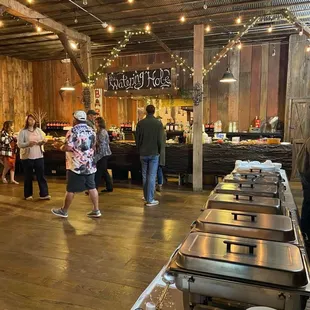Our buffet line at a wedding held at Crazy Hollow Farms