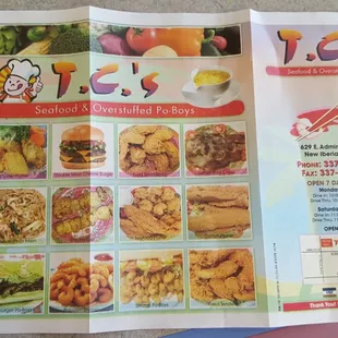 the menu for the restaurant