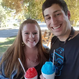 Cherry and Blue Raspberry Shaved Ice! Delicious!