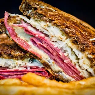 a reuben sandwich and fries