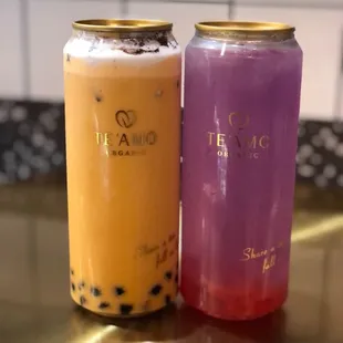 Left: volcano tea latte ($6.35). Right: te'amo O2 ($6.99)