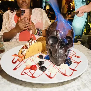 The skull dessert was so much FUN! On Fire!!!