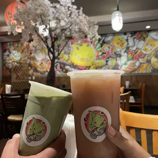 Strawberry Milk Tea &amp; Matcha Milk Tea