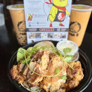 Fried Hainan Chicken Rice &amp; Bangkok Thai Tea