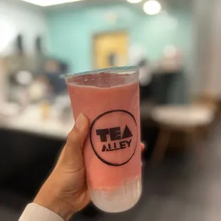 Strawberry Smoothie with Lychee Jelly