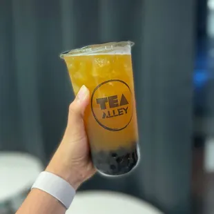 Passion Fruit Green Tea with Boba