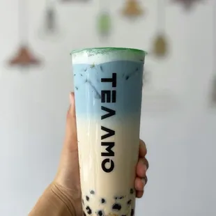 Butterfly Jasmine Milk Tea with boba