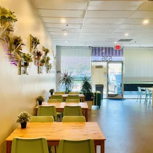 tables and chairs in a restaurant