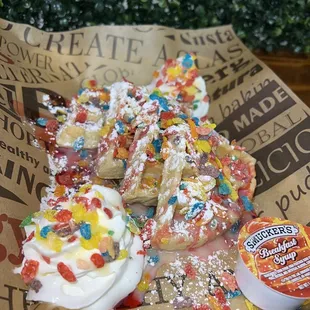 Fruity, pebbles, protein, waffle