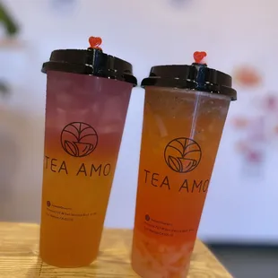 Blue 27 Tea and Galaxy Sunrise Tea with lychee jellies