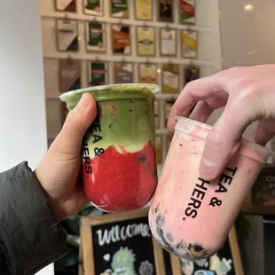 Strawberry Matcha Latte, Pink Panther